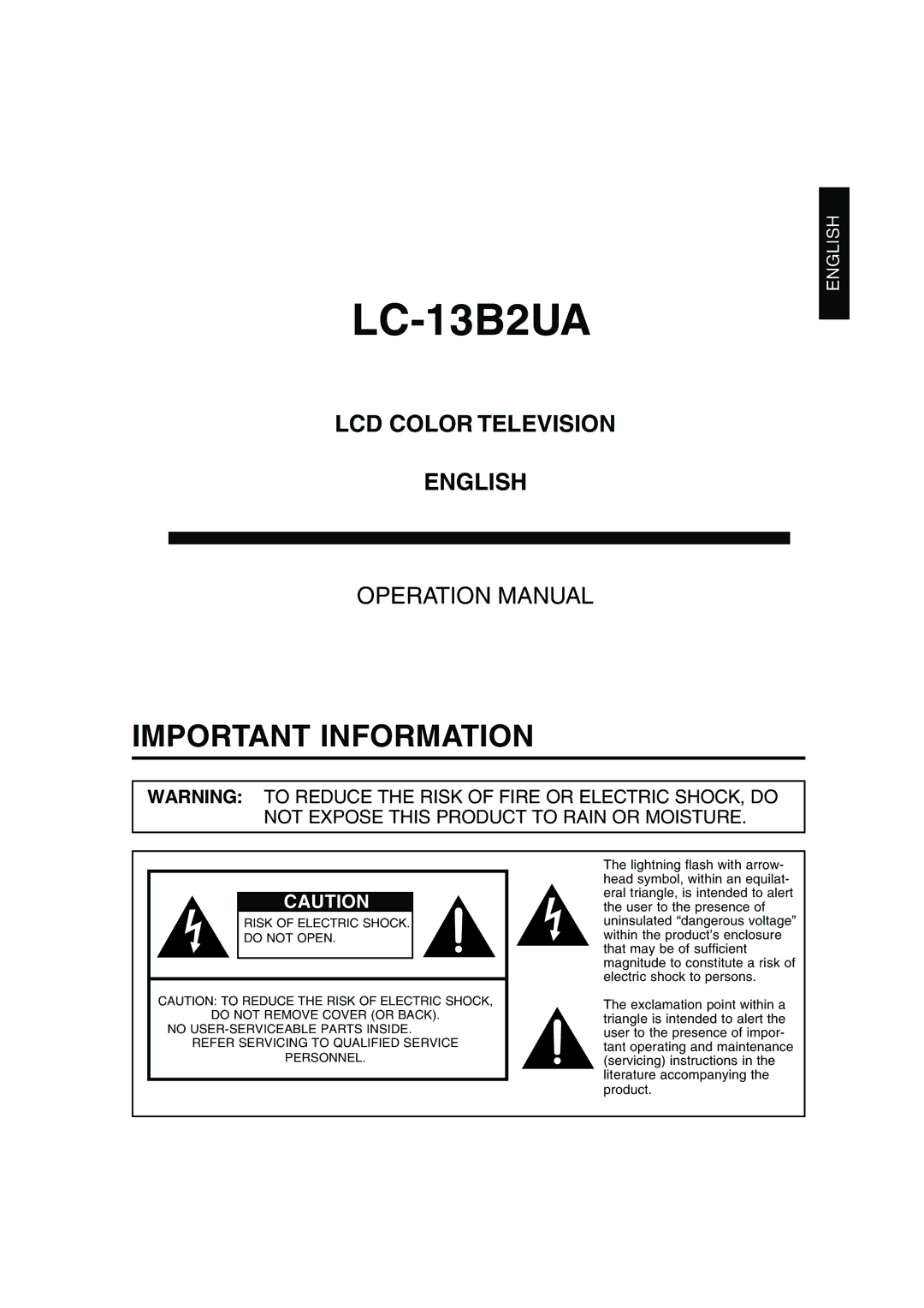 Sharp LC-13B2UA operation manual 