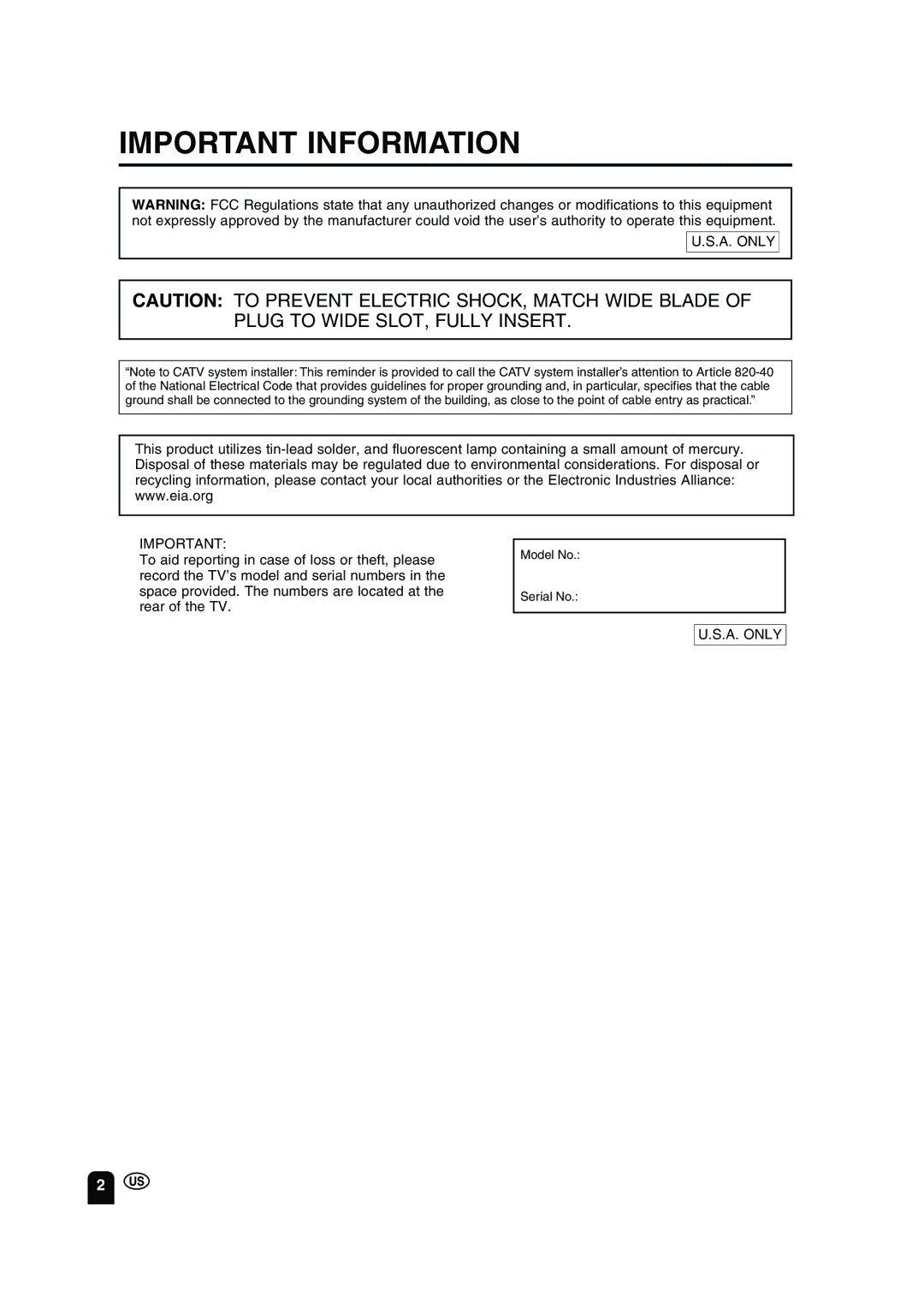 Sharp LC-13B2UA operation manual A. only 