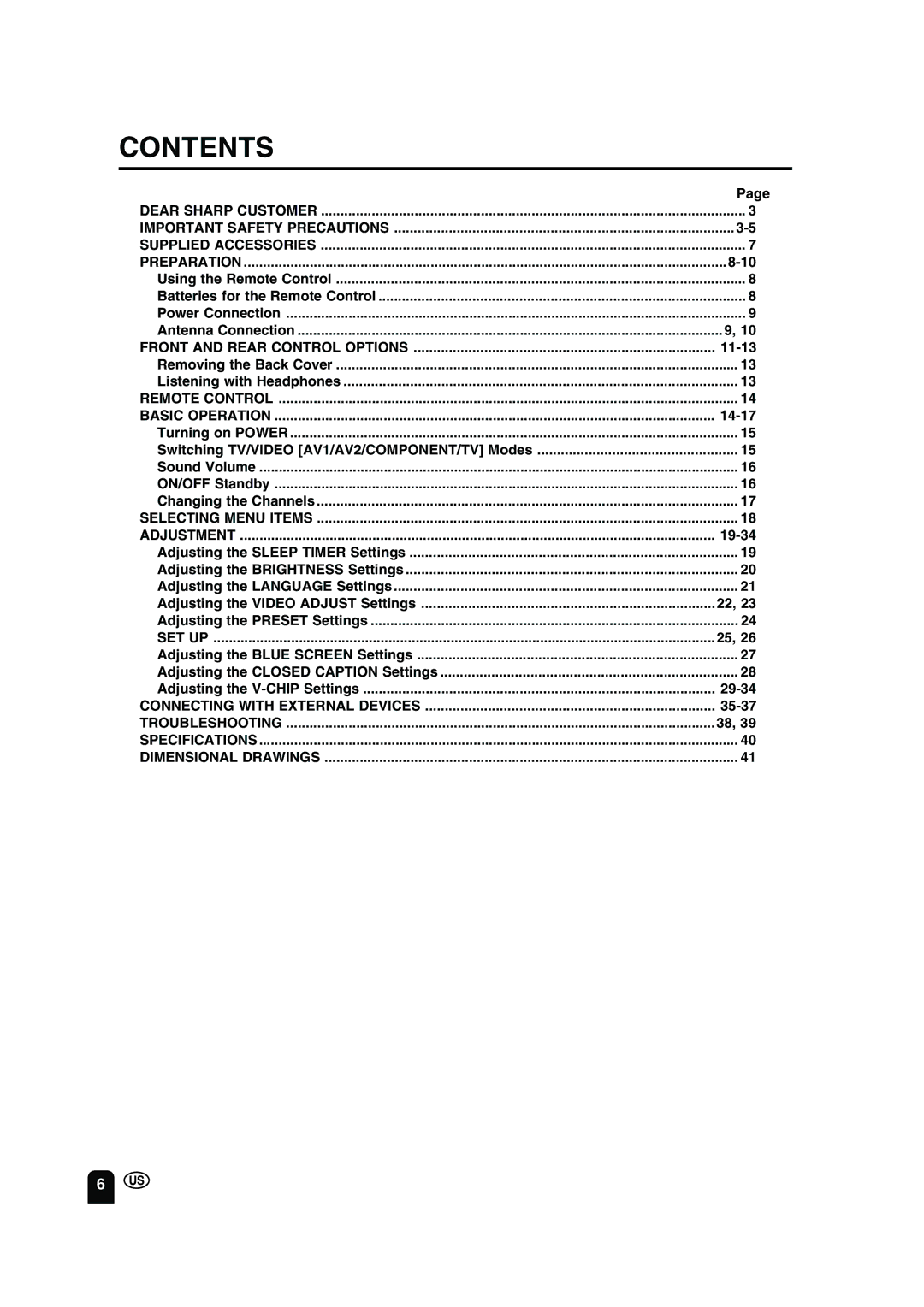 Sharp LC-13B2UA operation manual Contents 