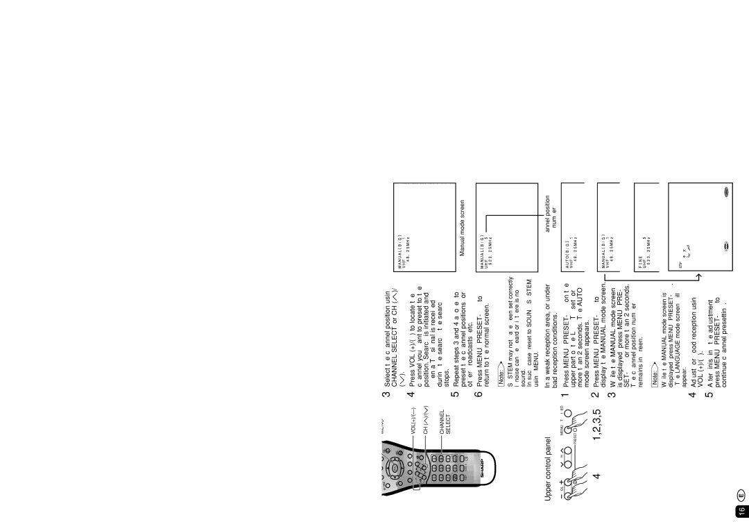 Sharp LC-13B4M/LC-15B4M/LC-20B4M Presetting the Channels Manual, Setting a channel to a desired TV station 