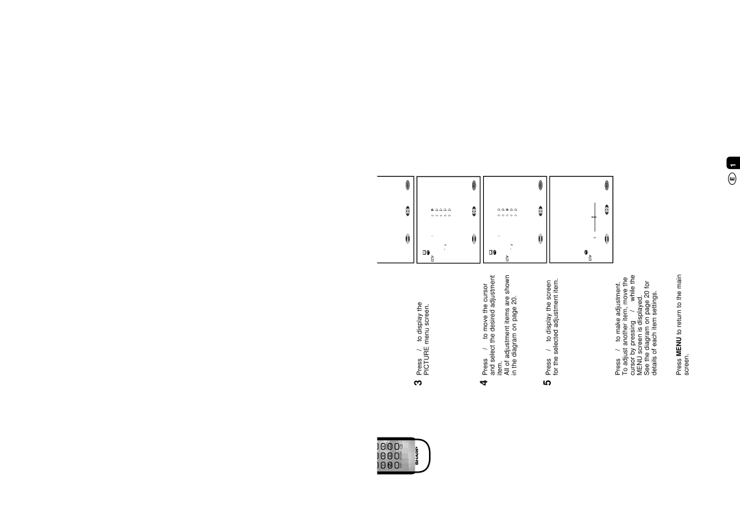 Sharp LC-13B4M/LC-15B4M/LC-20B4M operation manual Adjustment, Adjusting the Picture Settings 