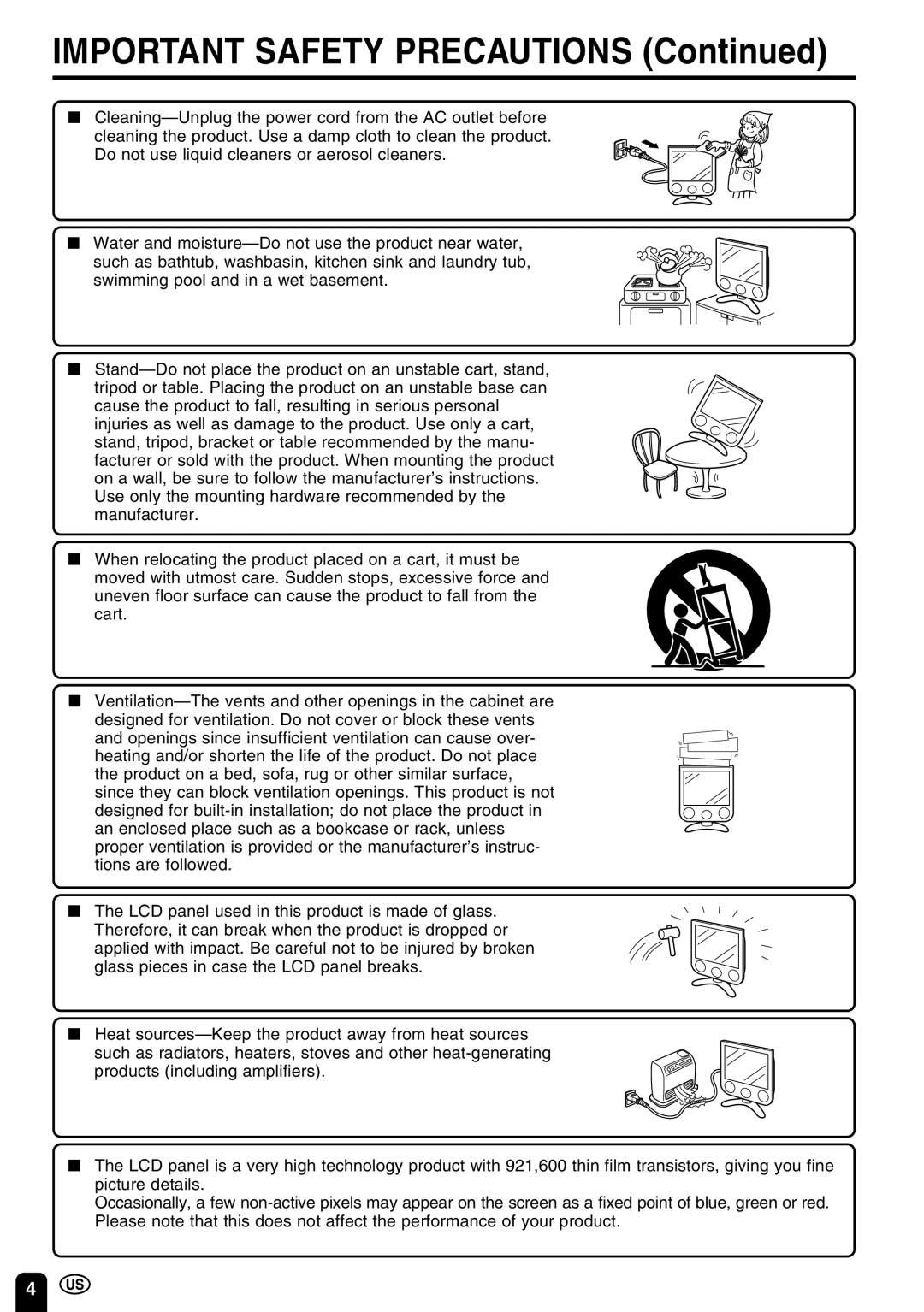 Sharp LC-20C3U, LC-13C3U, LC-15C3U operation manual Important Safety Precautions 