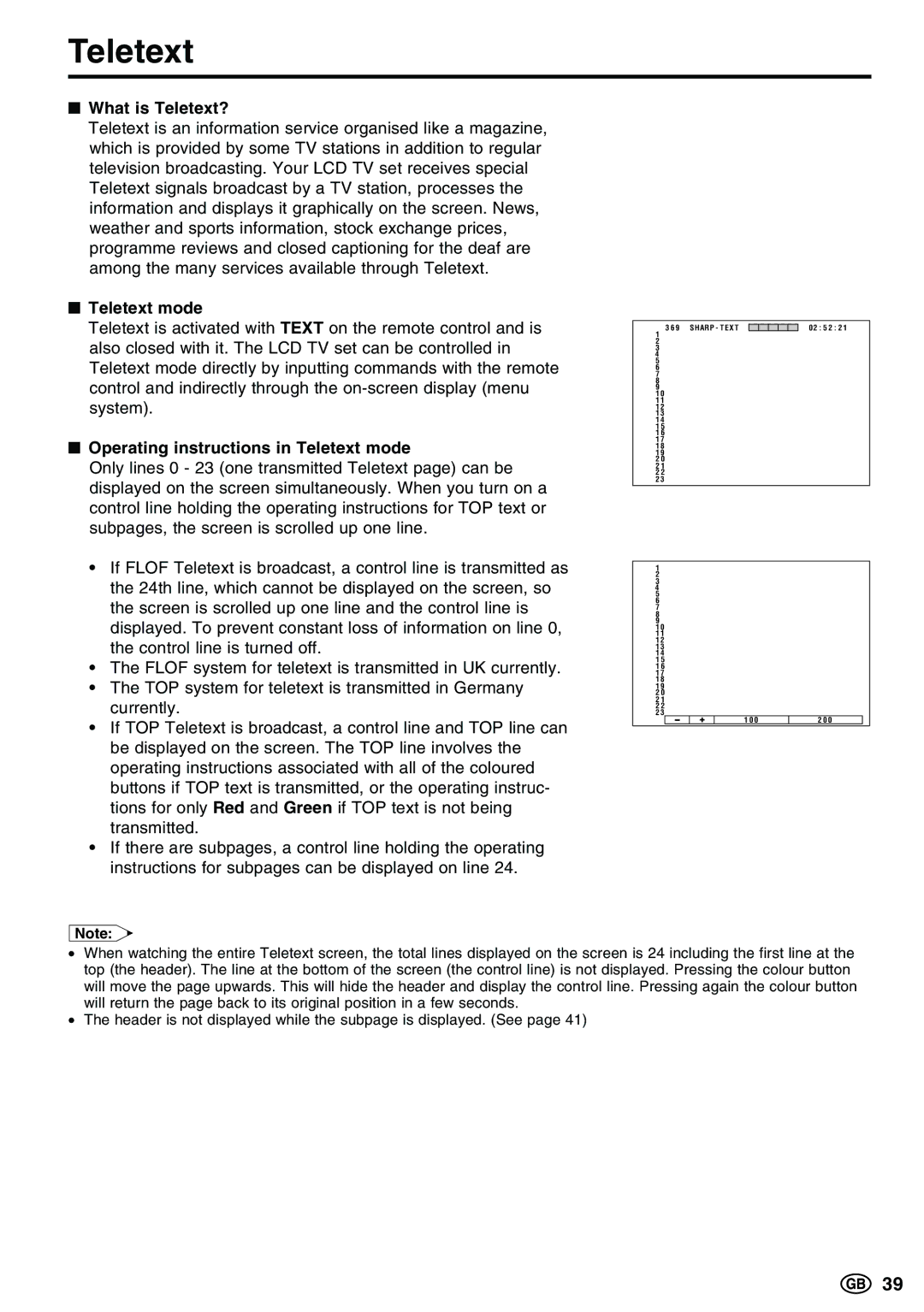 Sharp LC-20E1E, LC-13E1E, LC-15E13 operation manual What is Teletext?, Operating instructions in Teletext mode 