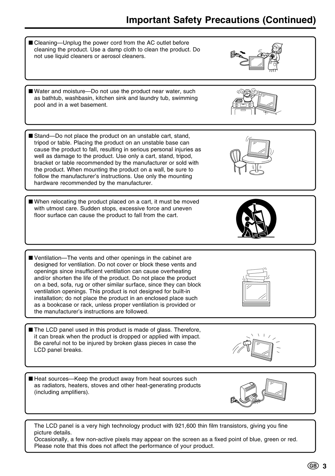 Sharp LC-20E1E, LC-13E1E, LC-15E13 operation manual Important Safety Precautions 