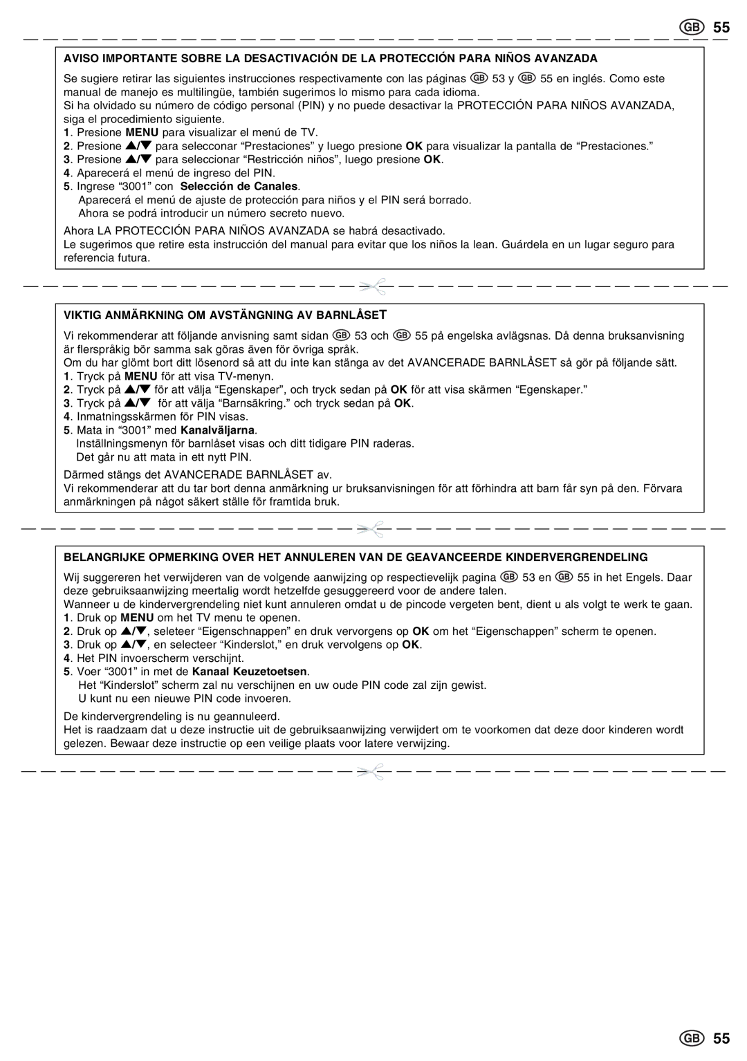 Sharp LC-13E1E, LC-15E13, LC-20E1E operation manual Viktig Anmärkning OM Avstängning AV Barnlåset 