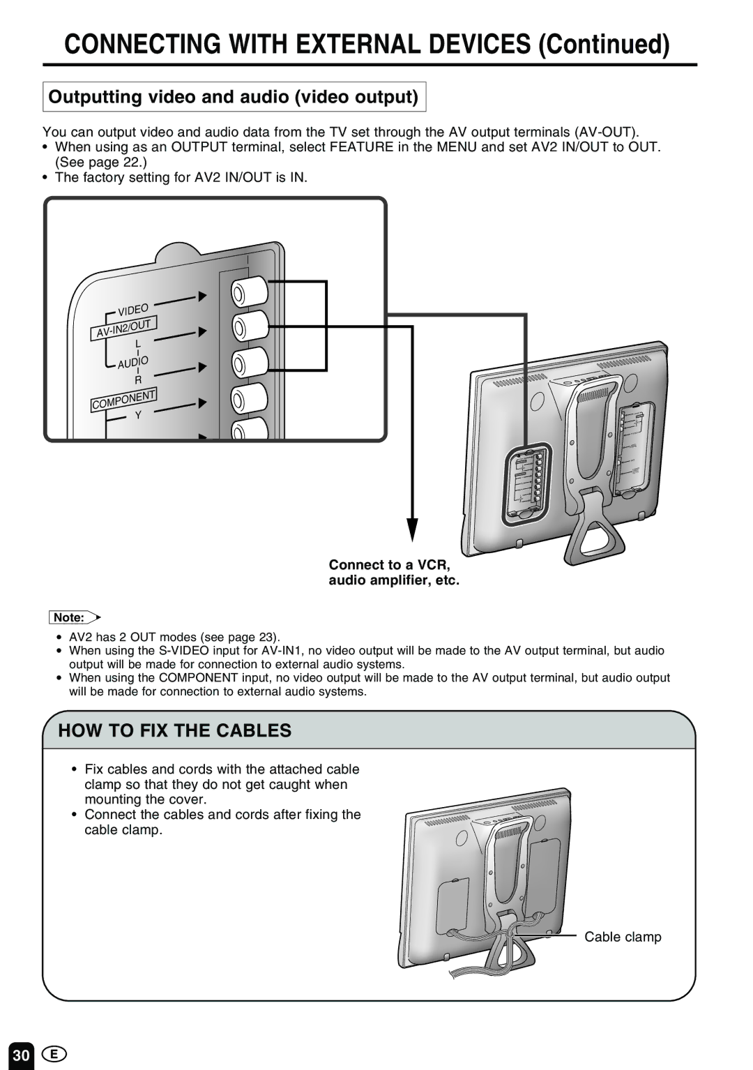 Sharp LC-13E1M LC-15E1M LC-20E1M 1 LC-13E1M LC-15E1M LC-20E1M operation manual Outputting video and audio video output 