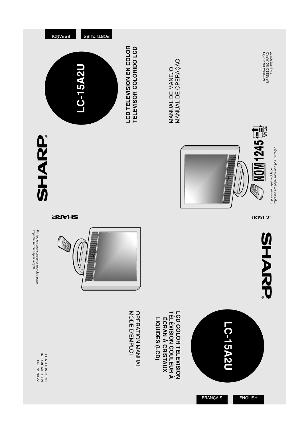 Sharp LC 15A2U operation manual LC-15A2U 