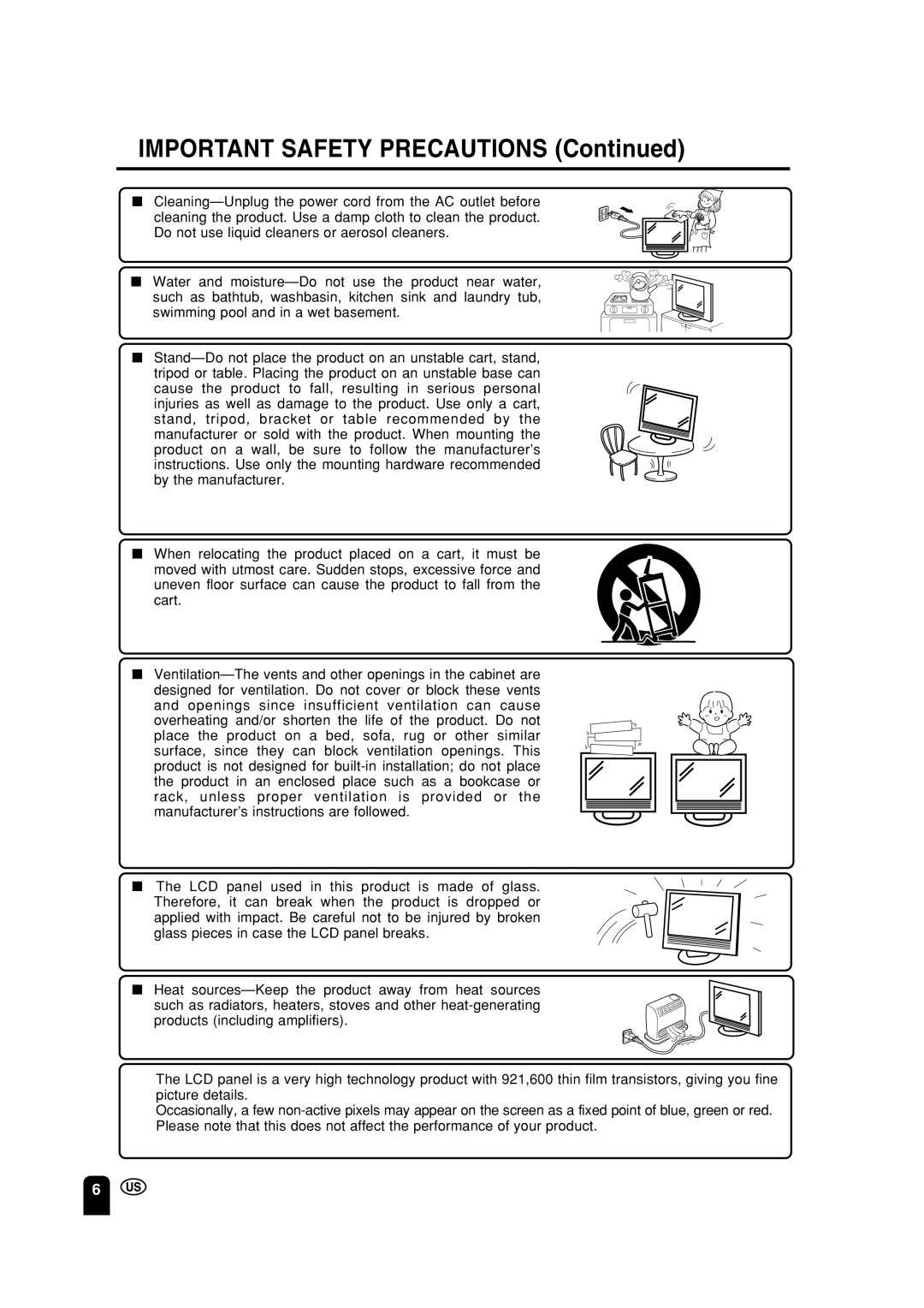 Sharp LC 15A2U operation manual Important Safety Precautions 