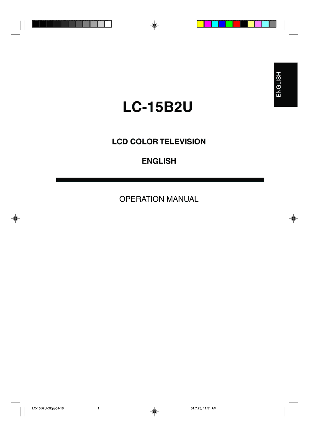 Sharp LC-15B2U operation manual 