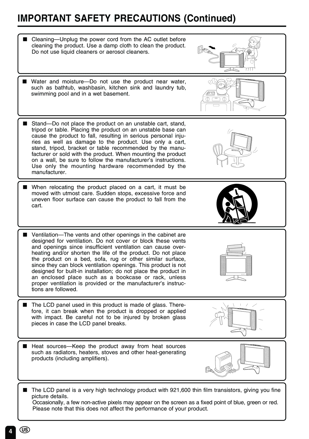 Sharp LC 15B2UA operation manual Important Safety Precautions 