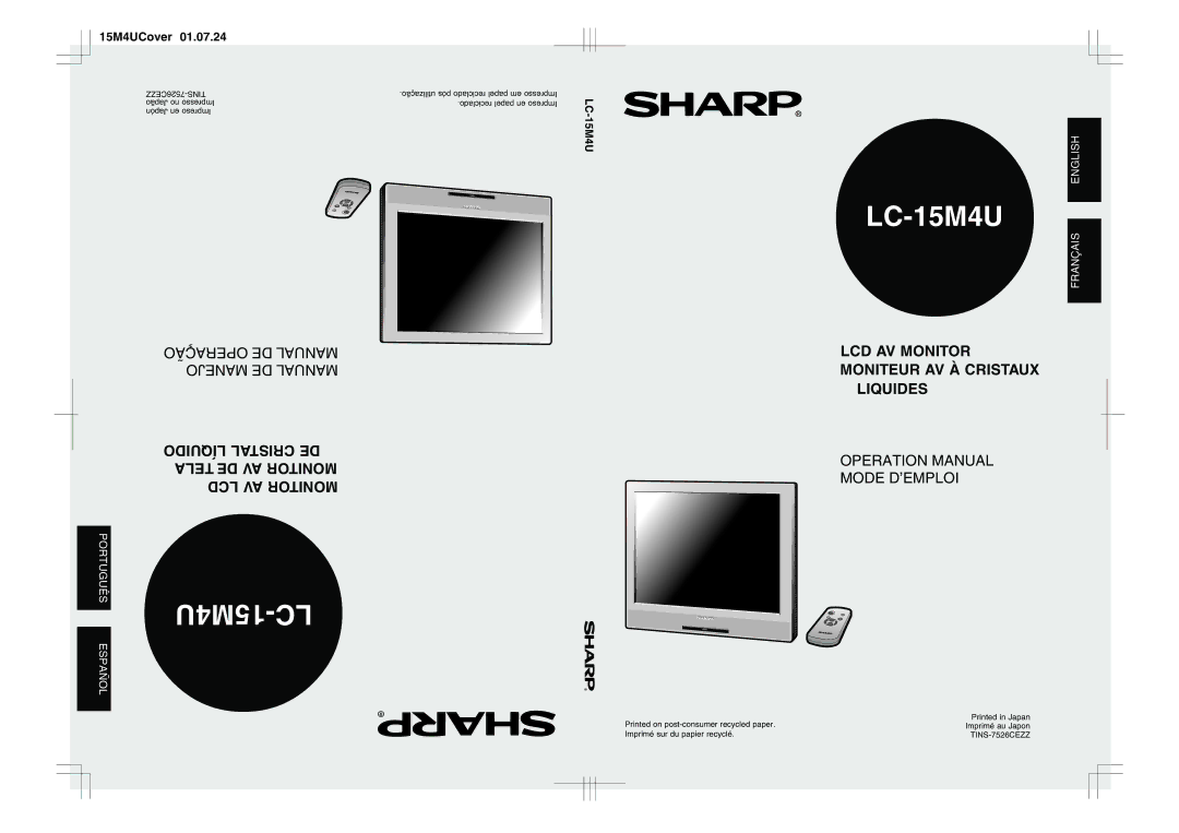 Sharp LC-15M4U operation manual 15M4UCover 