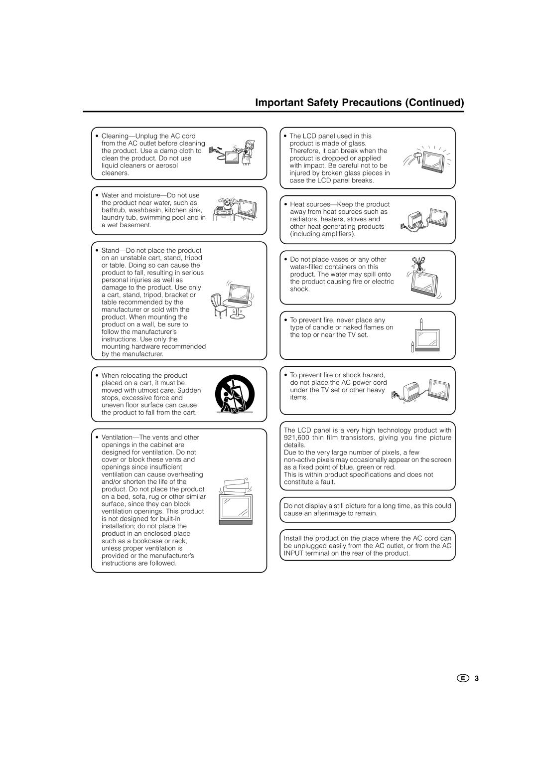 Sharp LC-15SH1M, LC-20SH1M, LC-20SH1X, LC-15SH1X operation manual Important Safety Precautions 