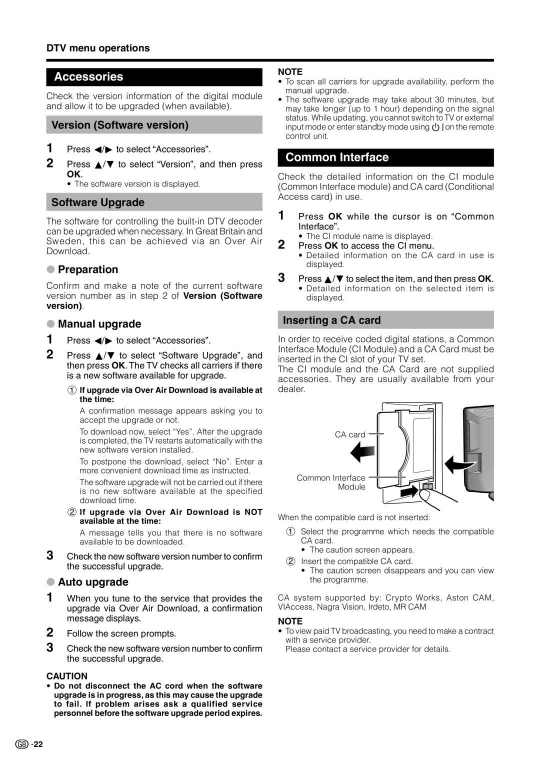 Sharp LC-19D1S, LC-19D1E operation manual Accessories, Common Interface 