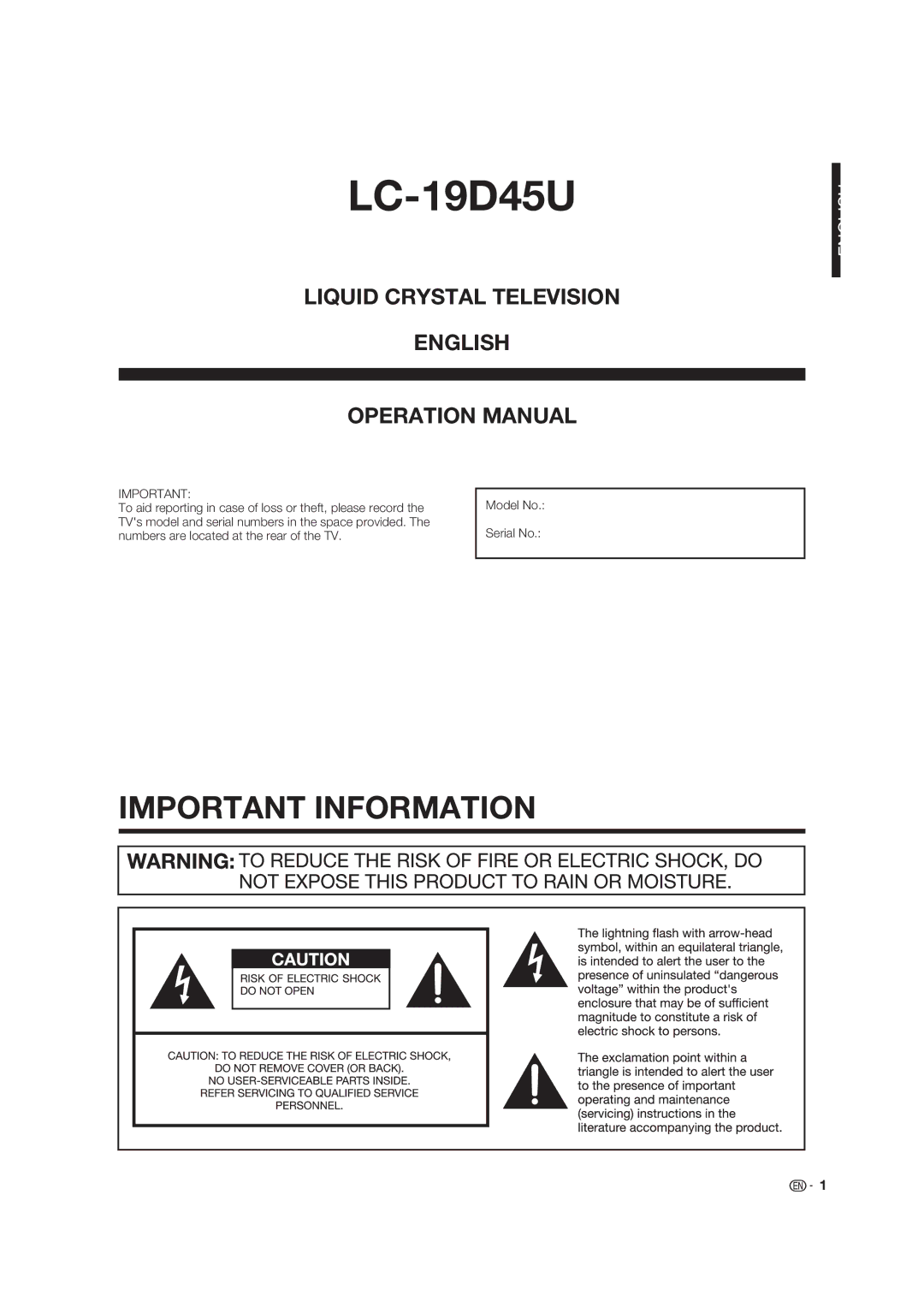 Sharp LC-19D45U operation manual 