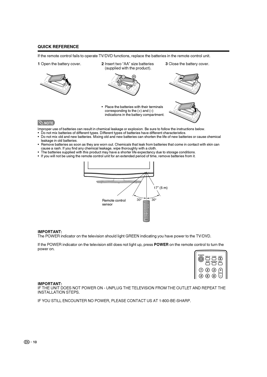 Sharp LC-19DV28UT operation manual Quick Reference 