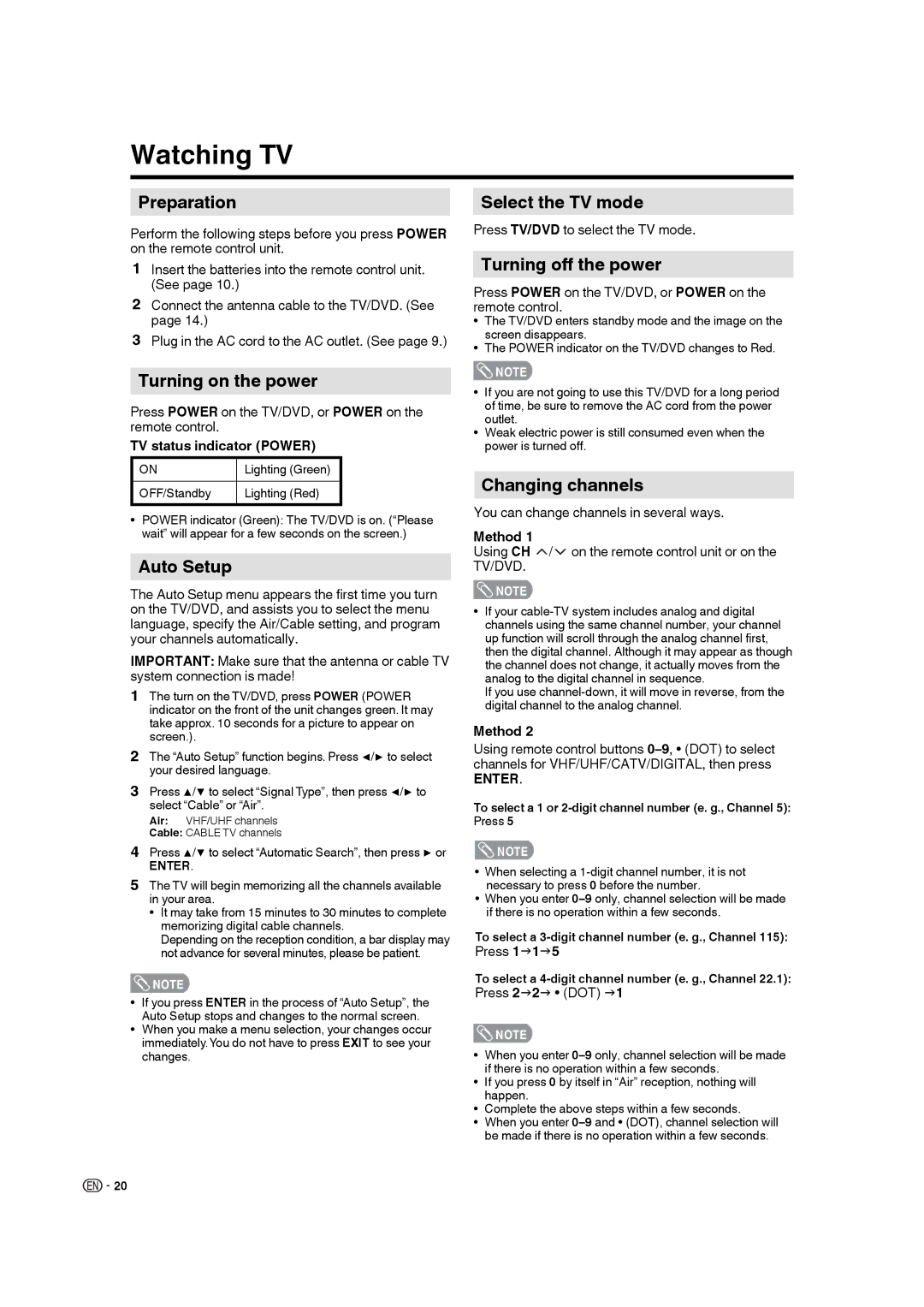 Sharp LC-19DV28UT operation manual Watching TV 