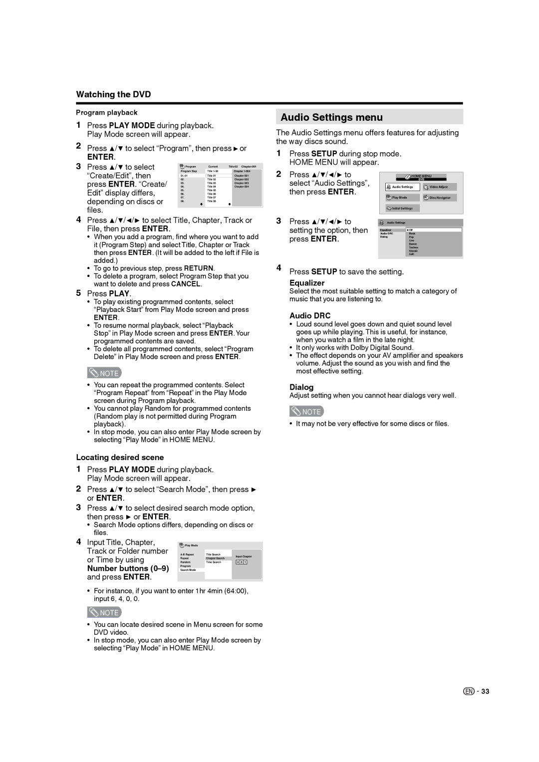 Sharp LC-19DV28UT operation manual Audio Settings menu 