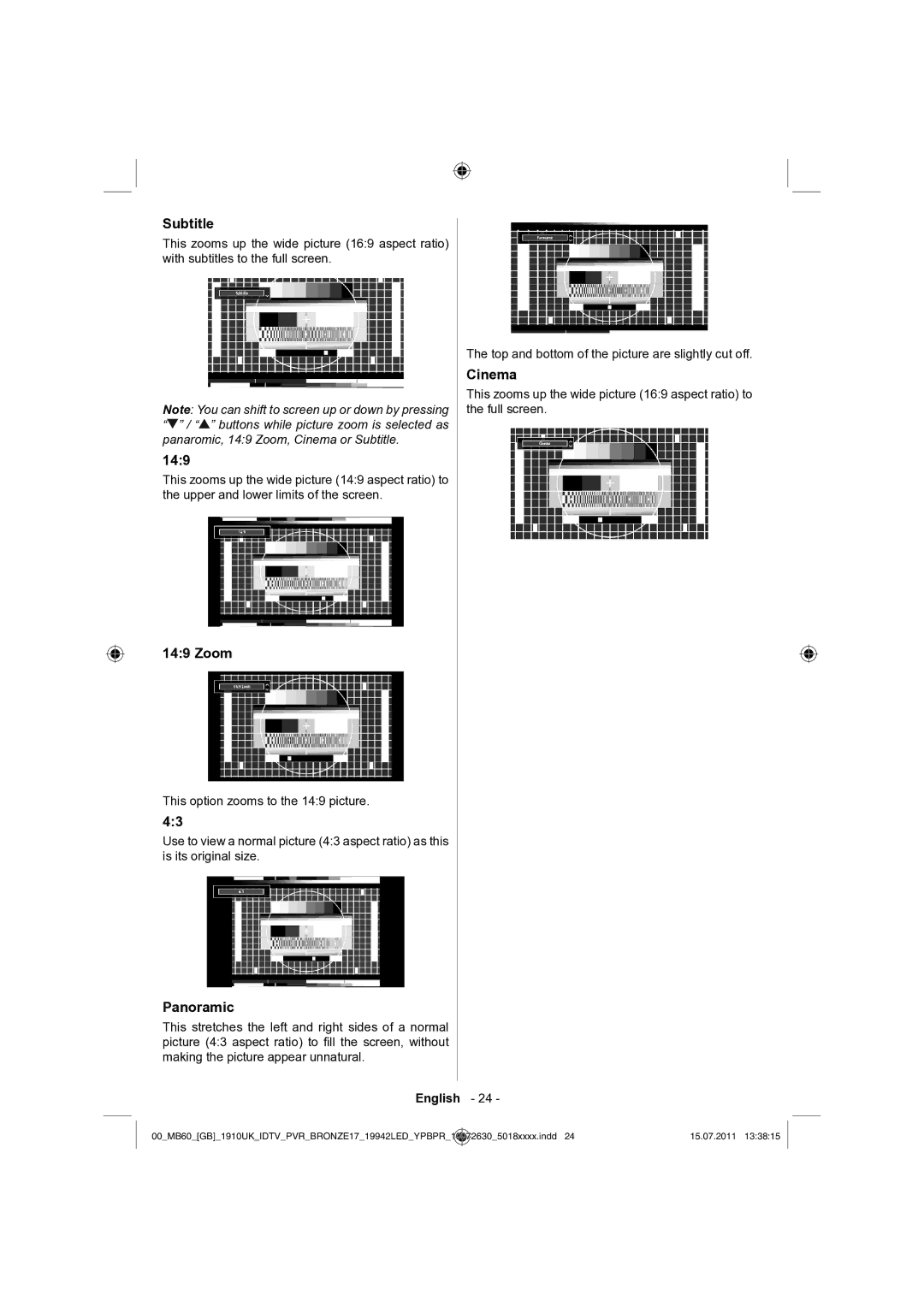 Sharp LC-19LE510K operation manual Subtitle, 149, Zoom, Panoramic, Cinema 