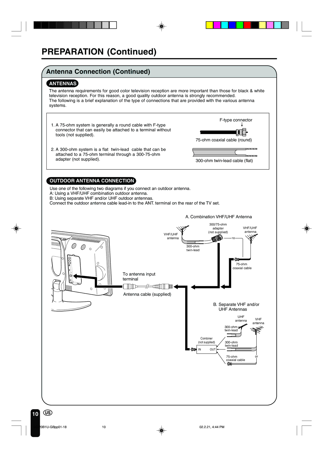 Sharp LC 20B1U operation manual Antennas 