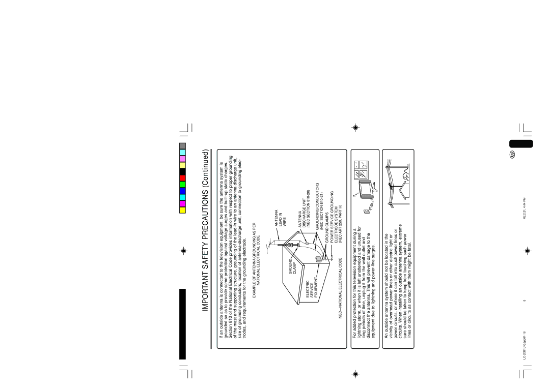 Sharp LC 20B1U operation manual Service Equipment Grounding Conductors 