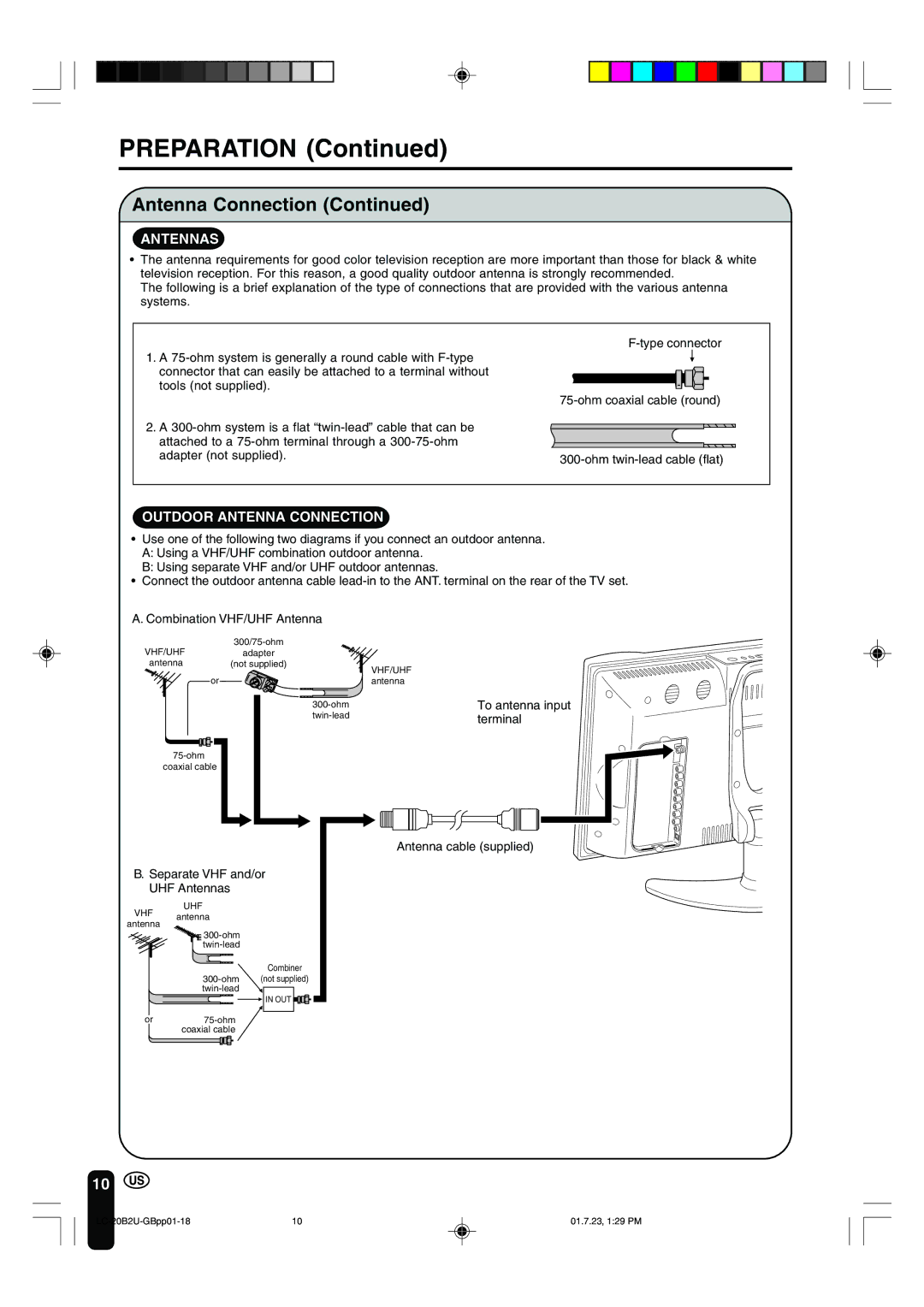 Sharp LC 20B2U operation manual Antennas 