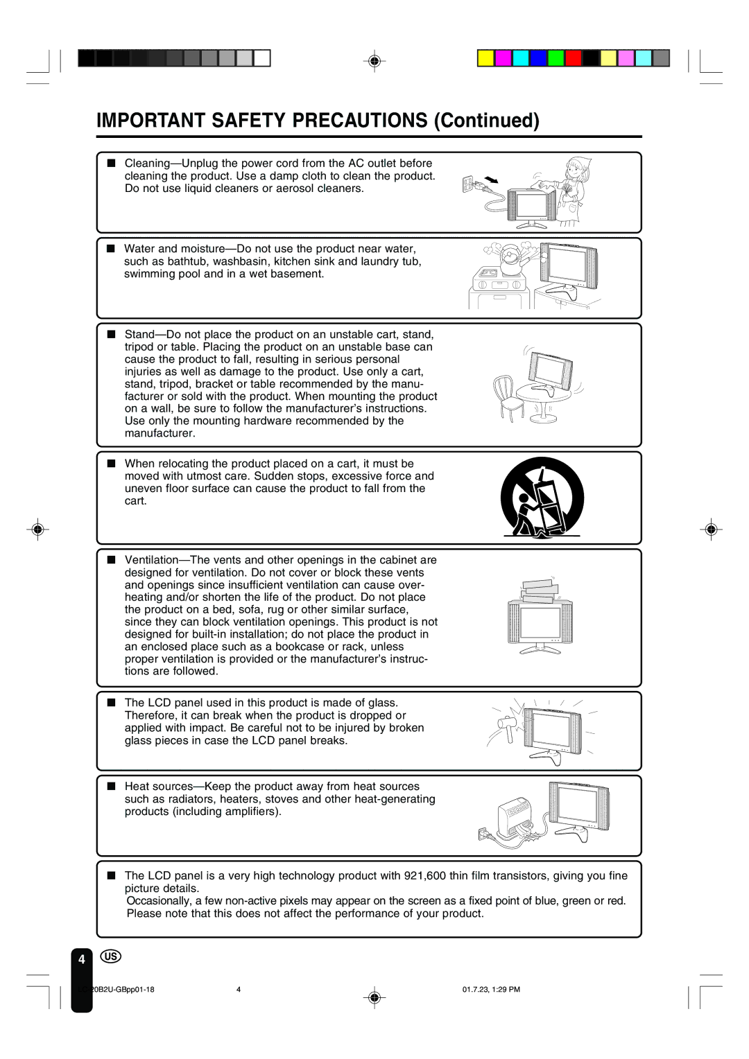 Sharp LC 20B2U operation manual Important Safety Precautions 