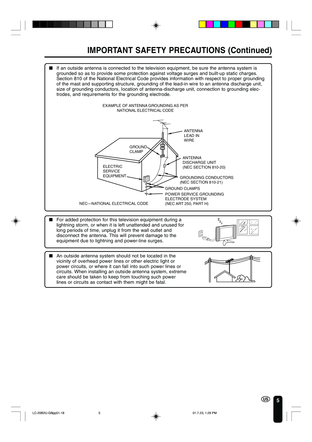 Sharp LC 20B2U operation manual Service Equipment Grounding Conductors 