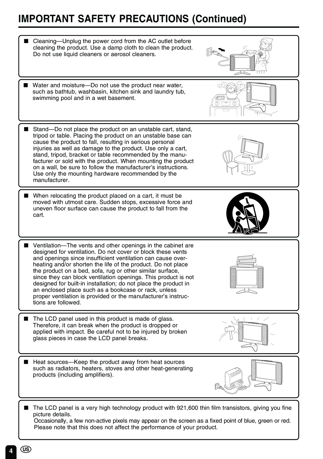 Sharp LC-20B2UA operation manual Important Safety Precautions 