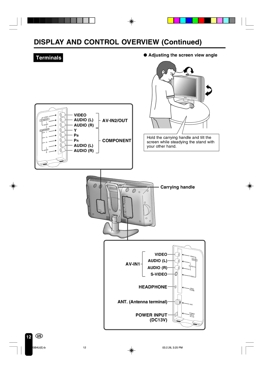 Sharp LC-20B4U operation manual Display and Control Overview 