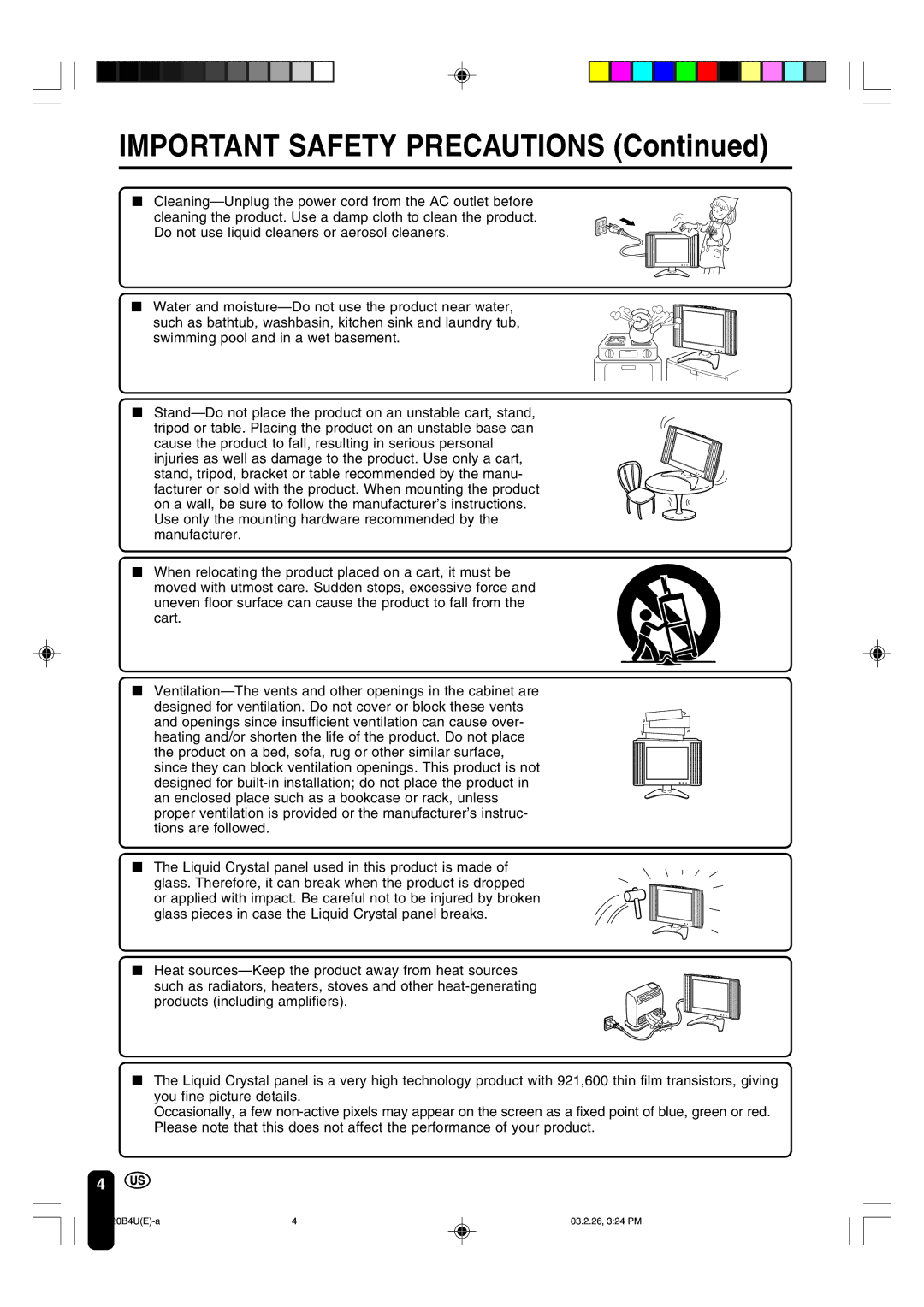 Sharp LC-20B4U operation manual Important Safety Precautions 