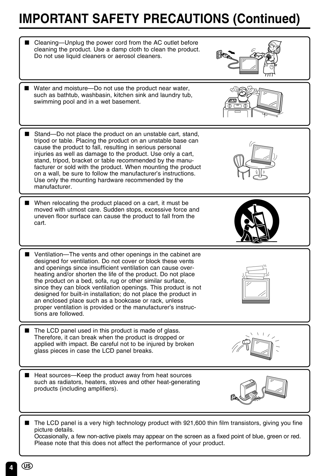 Sharp LC 20E1U operation manual Important Safety Precautions 