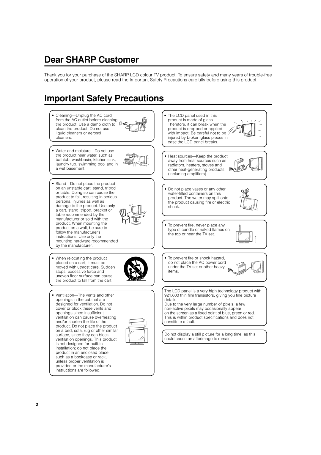 Sharp LC-20SH4X operation manual Dear Sharp Customer 