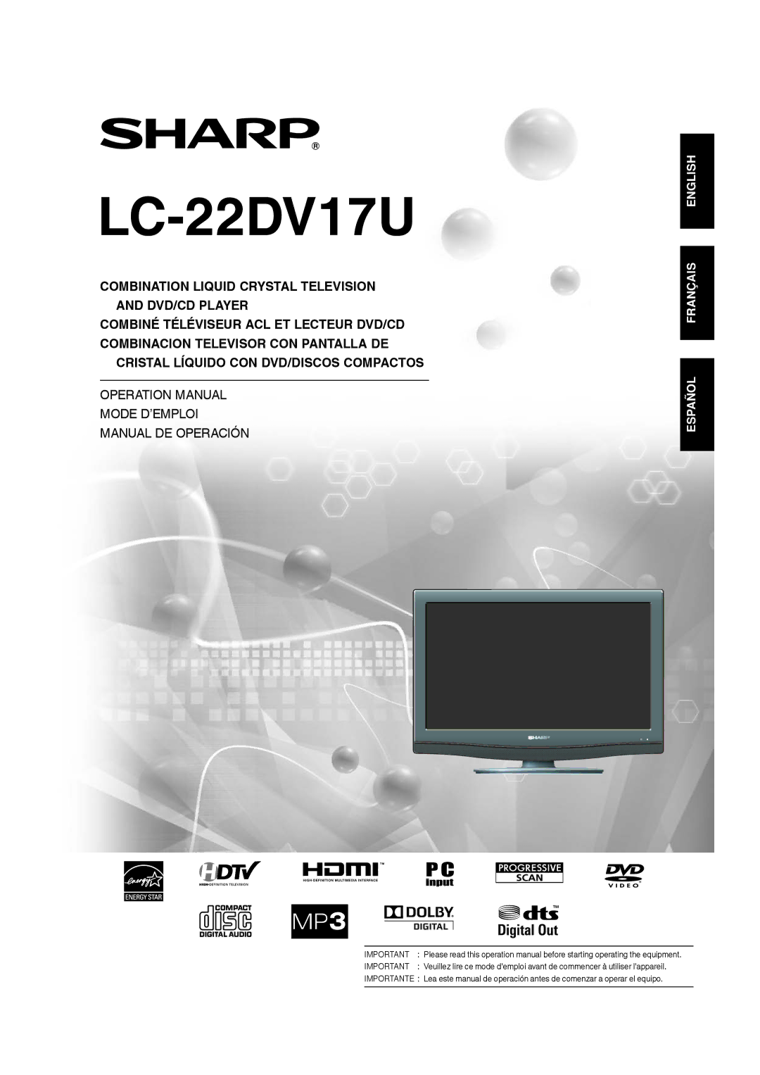 Sharp LC-22DV17U operation manual 