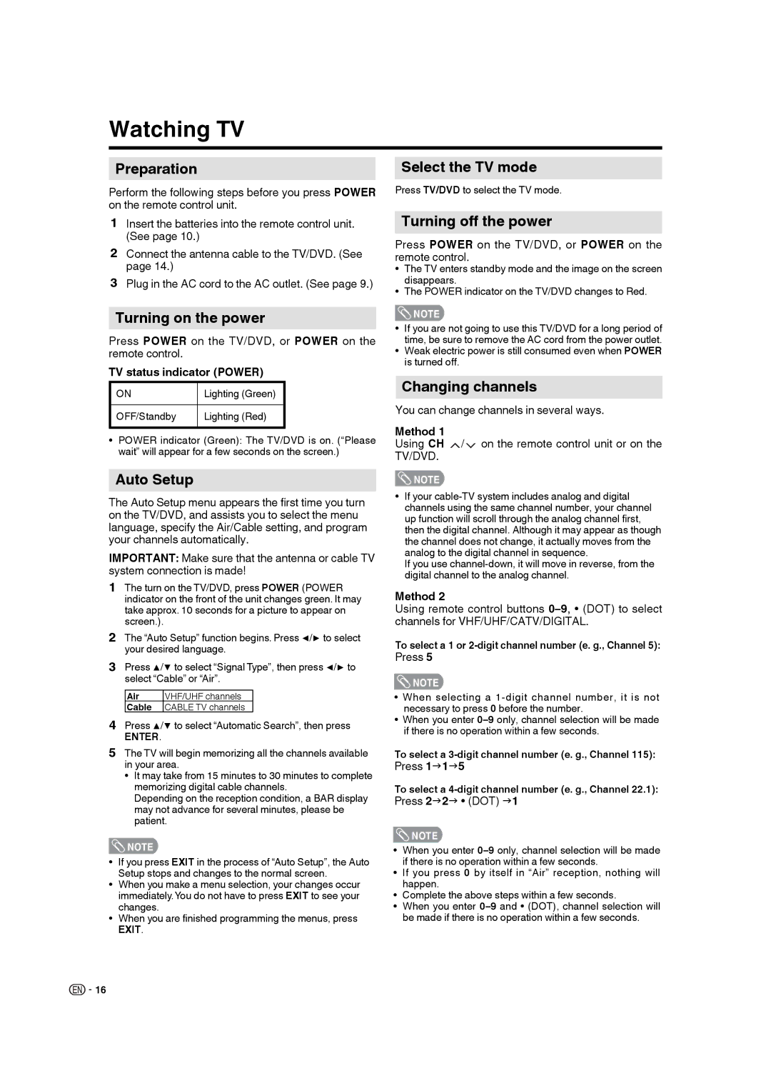 Sharp LC-22DV17U operation manual Watching TV 