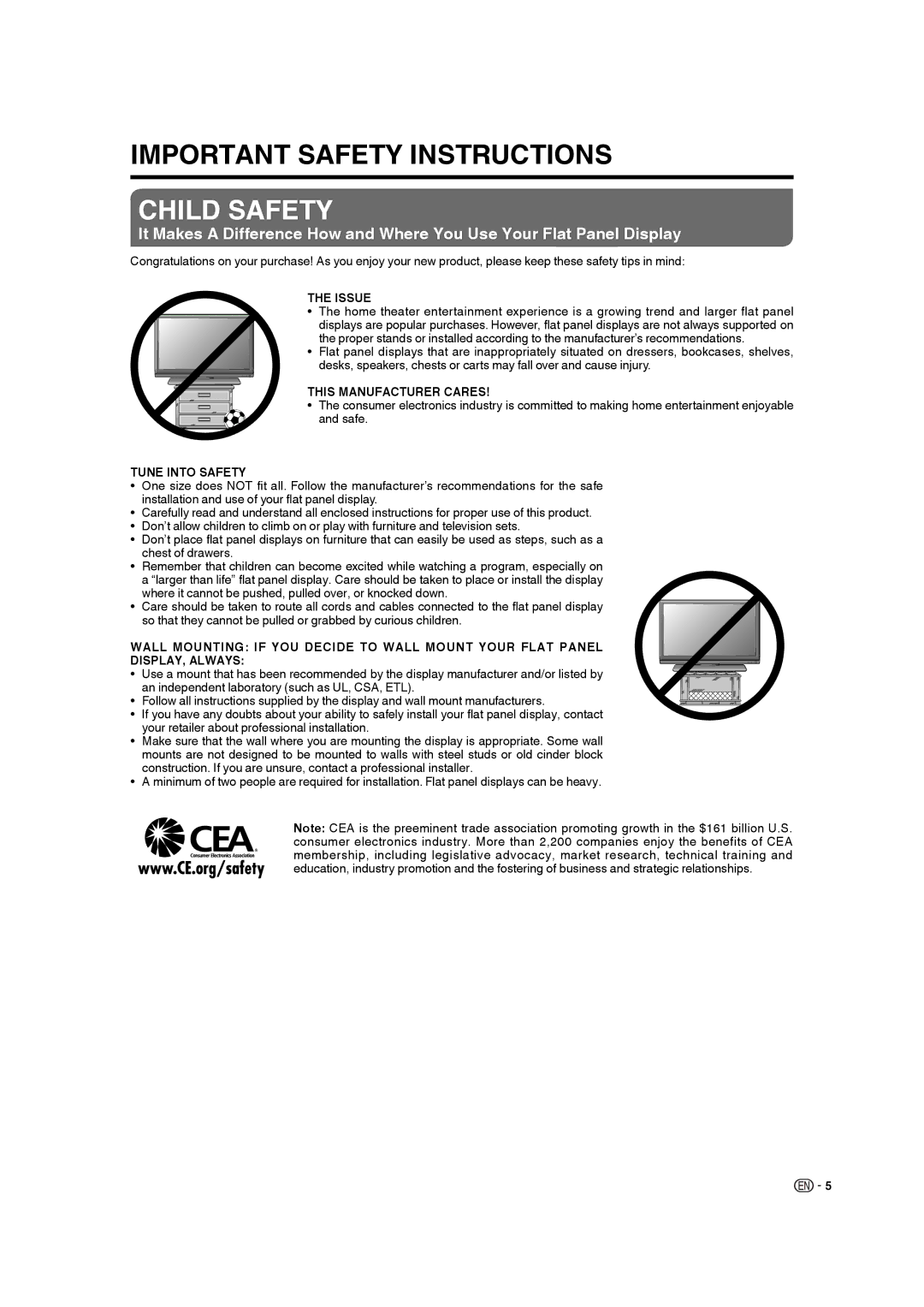 Sharp LC-22DV17U operation manual Issue, This Manufacturer Cares, Tune Into Safety 