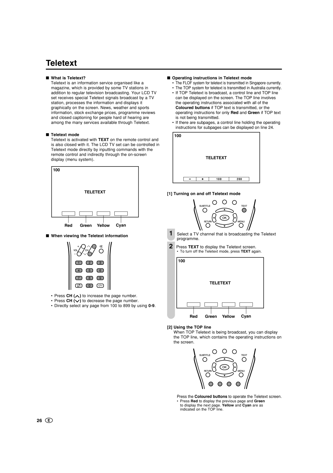 Sharp LC-22GA3M, LC-22GA3X operation manual Teletext 