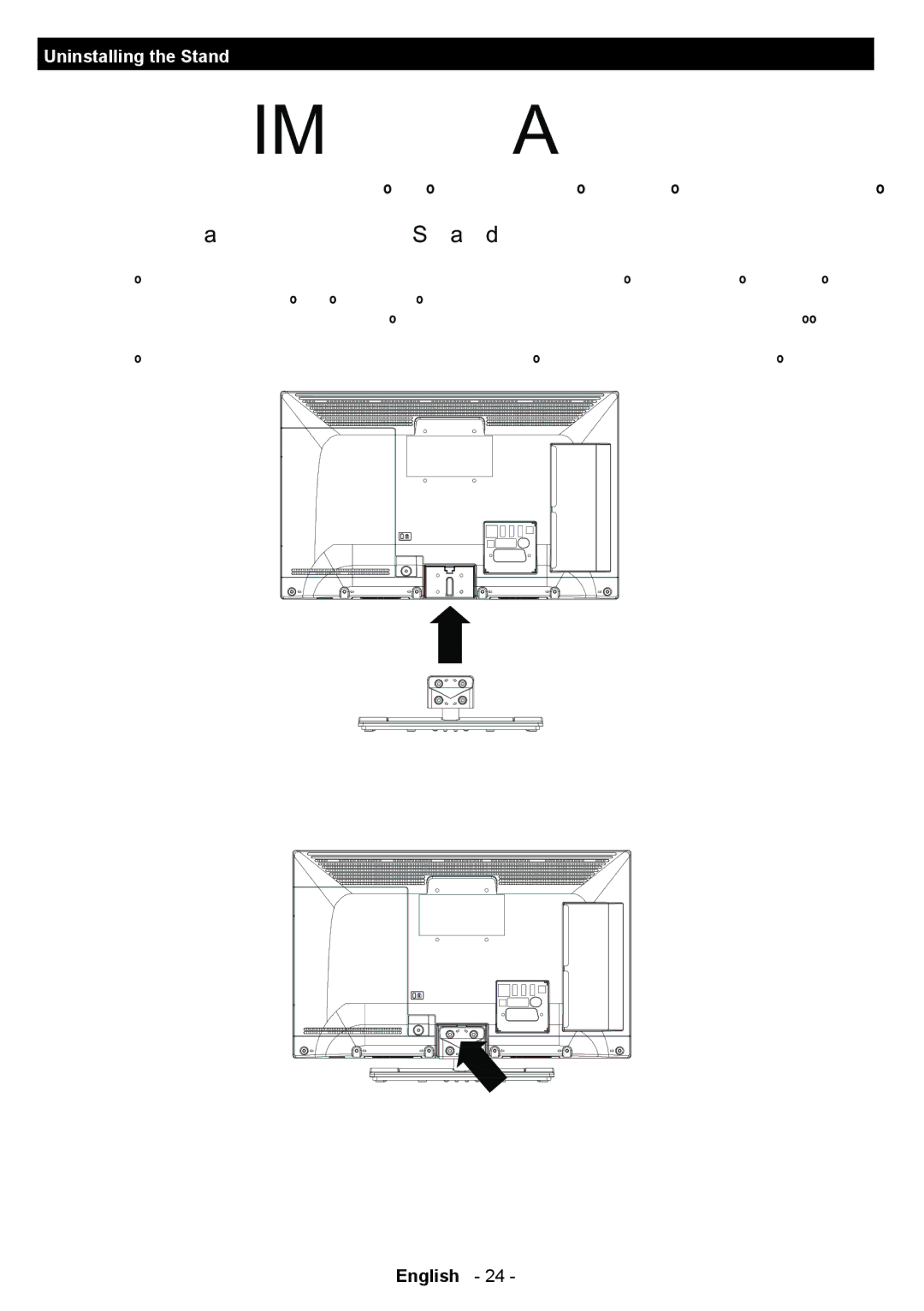 Sharp LC-22LE250E operation manual Uninstalling the Stand 