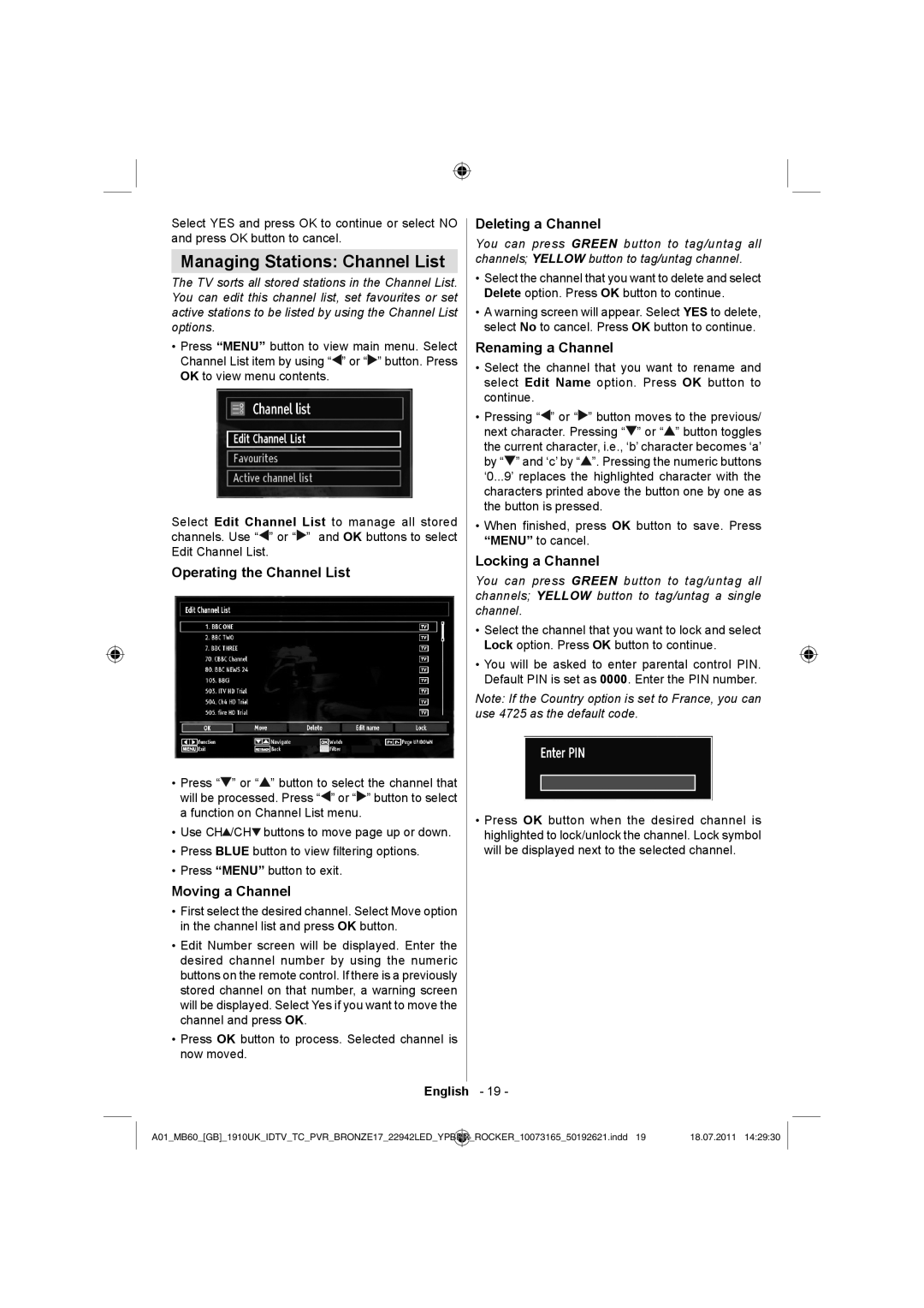 Sharp LC-22LE510E operation manual Managing Stations Channel List 