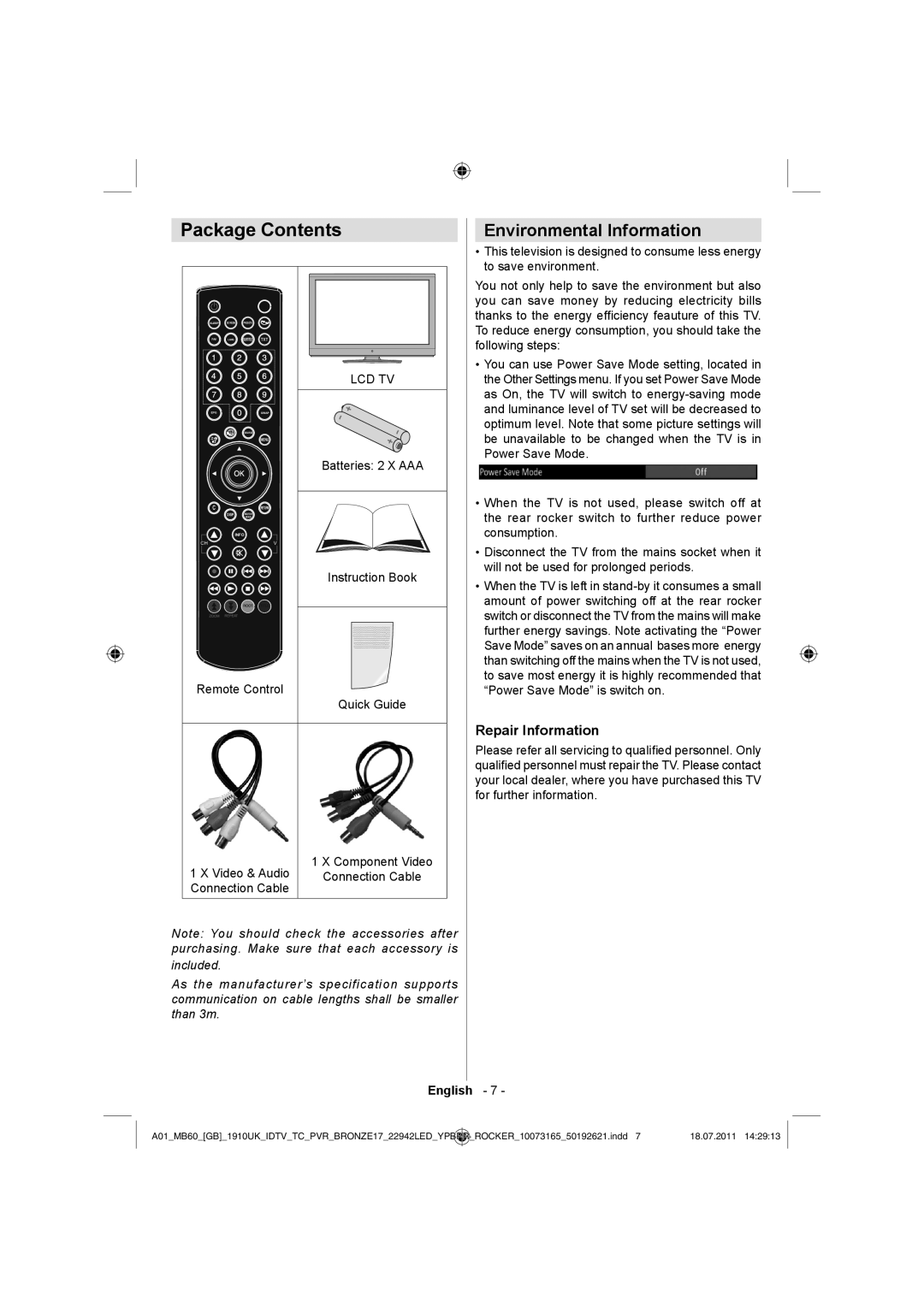 Sharp LC-22LE510E operation manual Package Contents 