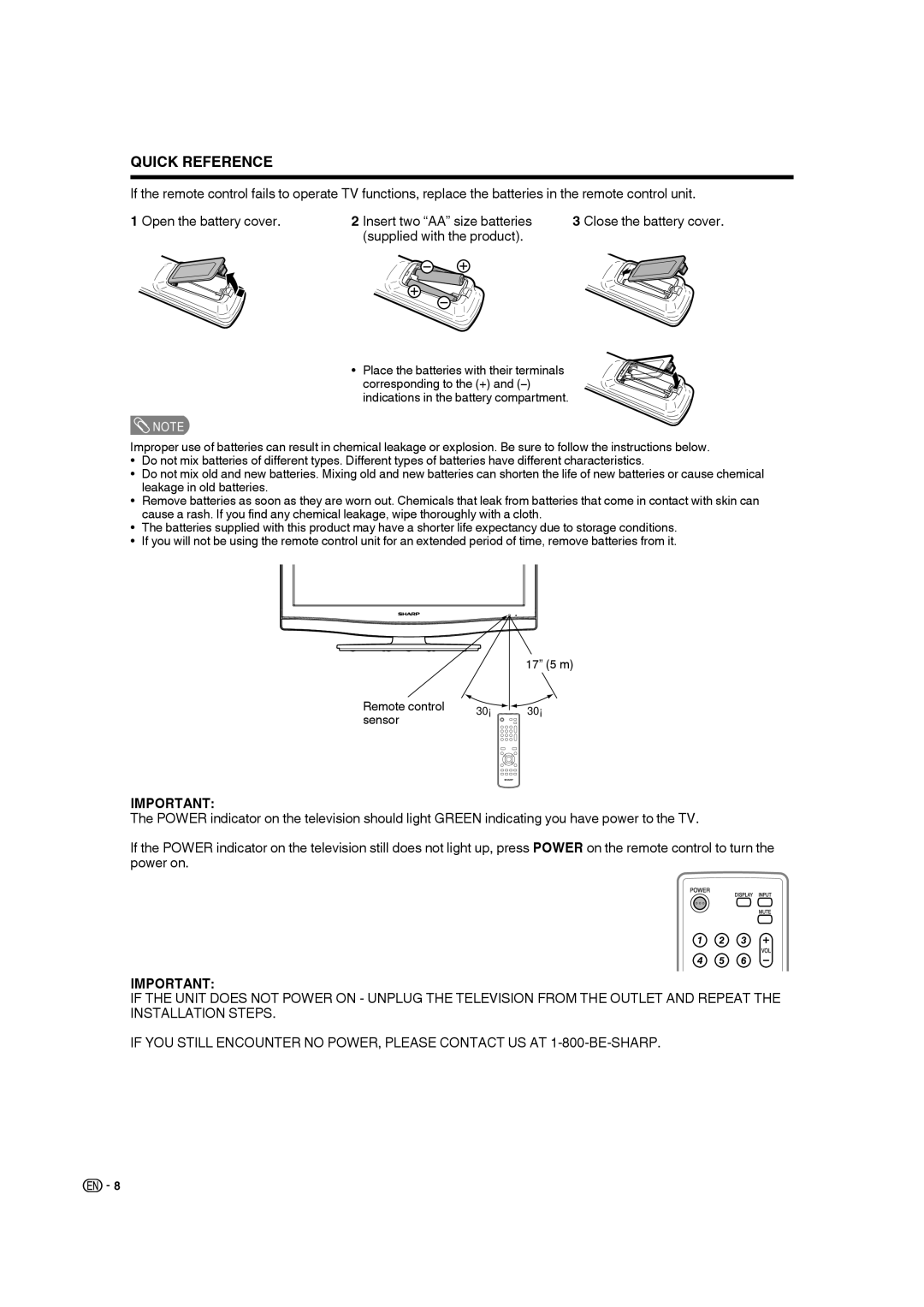 Sharp LC 22SB27U operation manual Quick Reference 