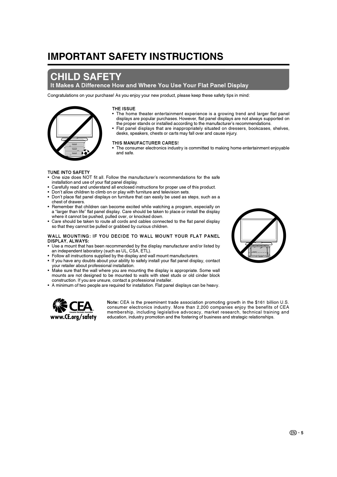 Sharp LC 22SB27U operation manual Issue, This Manufacturer Cares, Tune Into Safety 