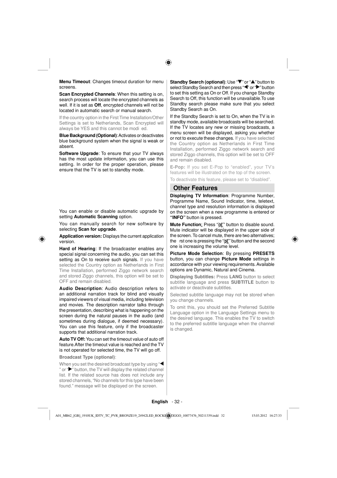 Sharp LC-24LE240E operation manual Other Features, Application version Displays the current application version 