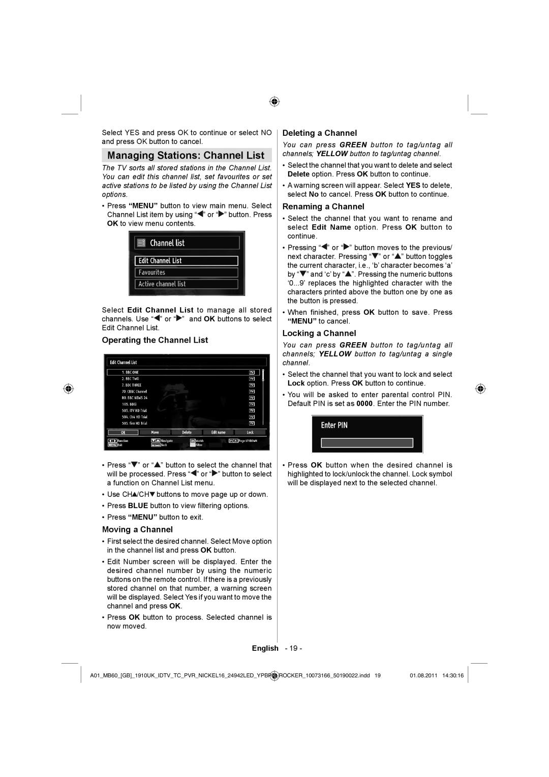 Sharp LC-24LE510E operation manual Managing Stations Channel List 