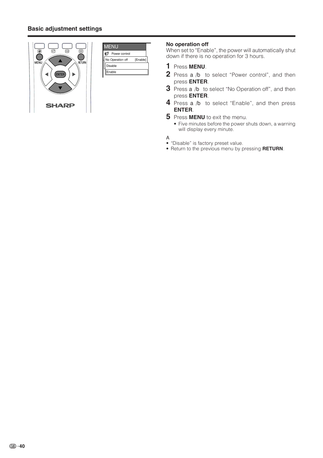 Sharp LC-30HV2M operation manual No operation off 