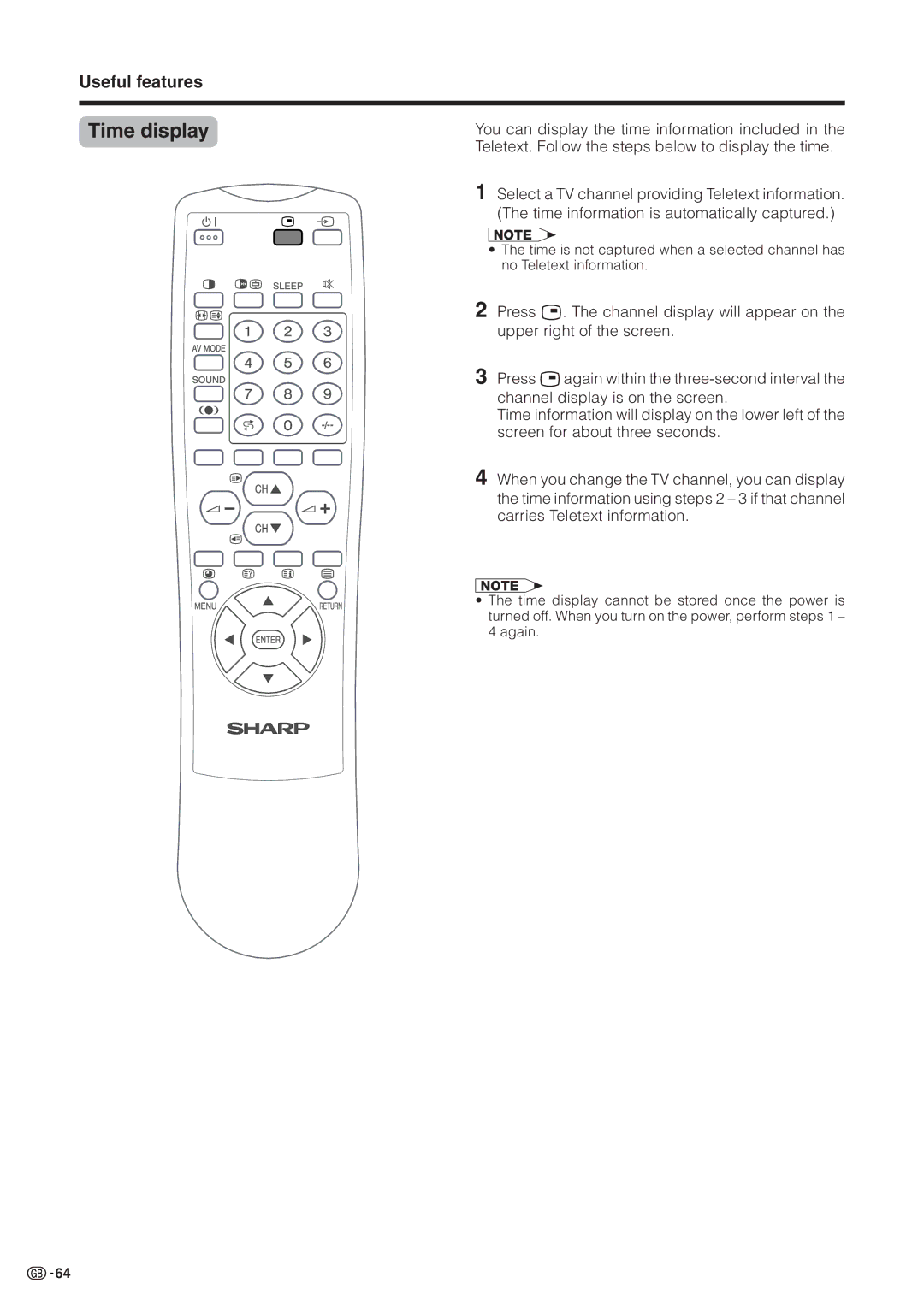 Sharp LC-30HV2M Time display, You can display the time information included, Time information is automatically captured 