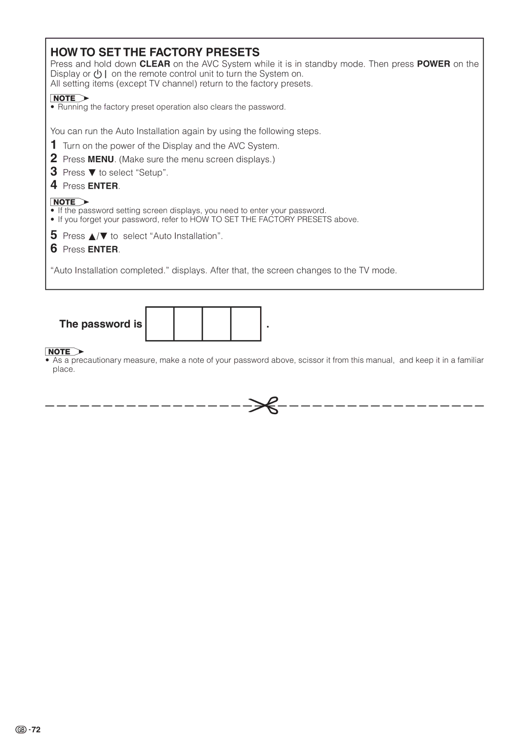 Sharp LC-30HV2M operation manual HOW to SET the Factory Presets 