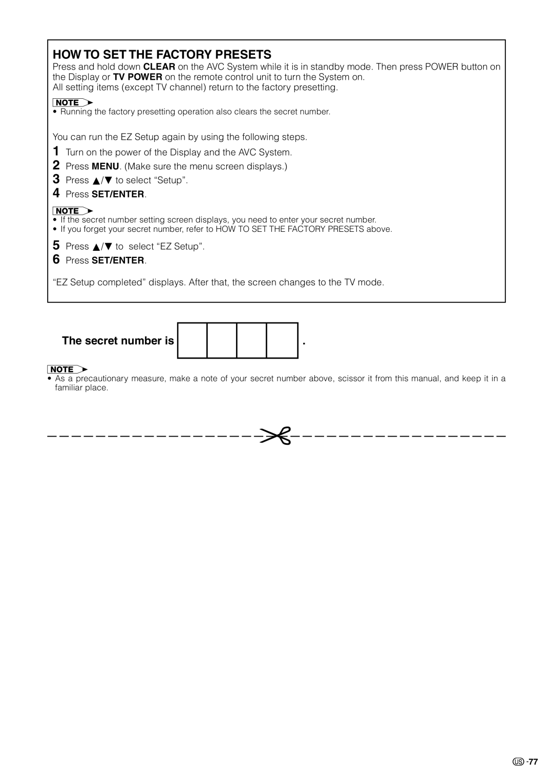 Sharp LC 30HV2U operation manual HOW to SET the Factory Presets 