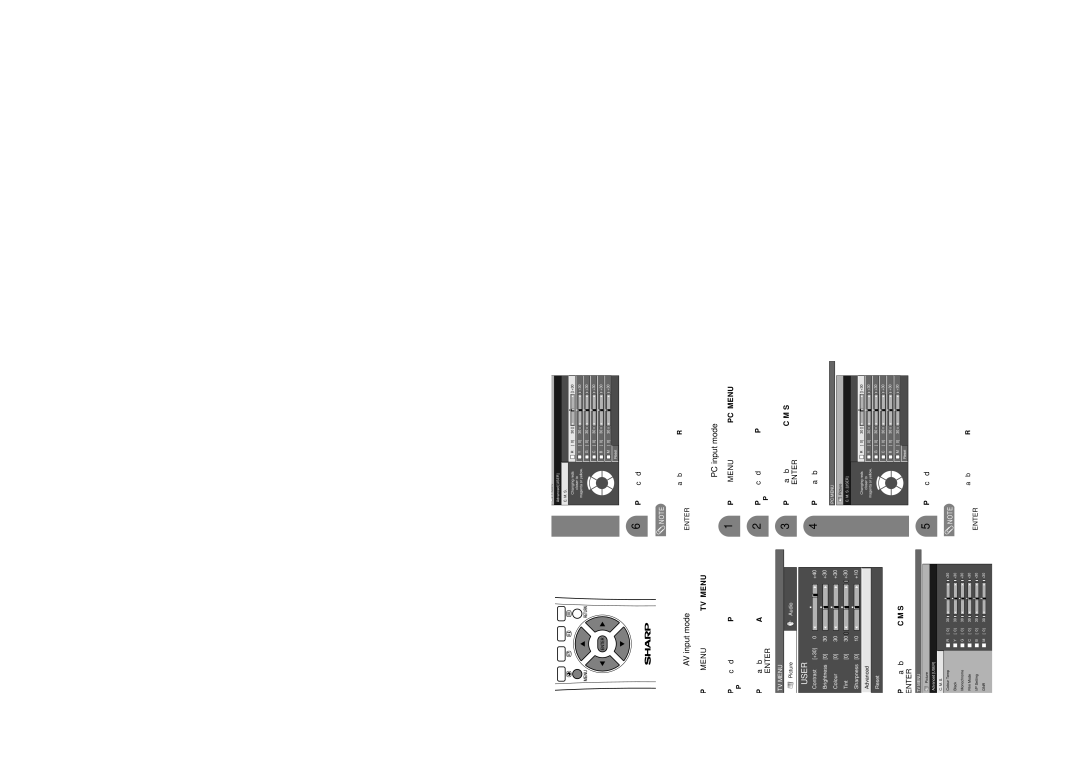 Sharp LC-30HV4M Basic adjustment settings S. Colour Management System, Press a/bto select Advanced, and then press Enter 