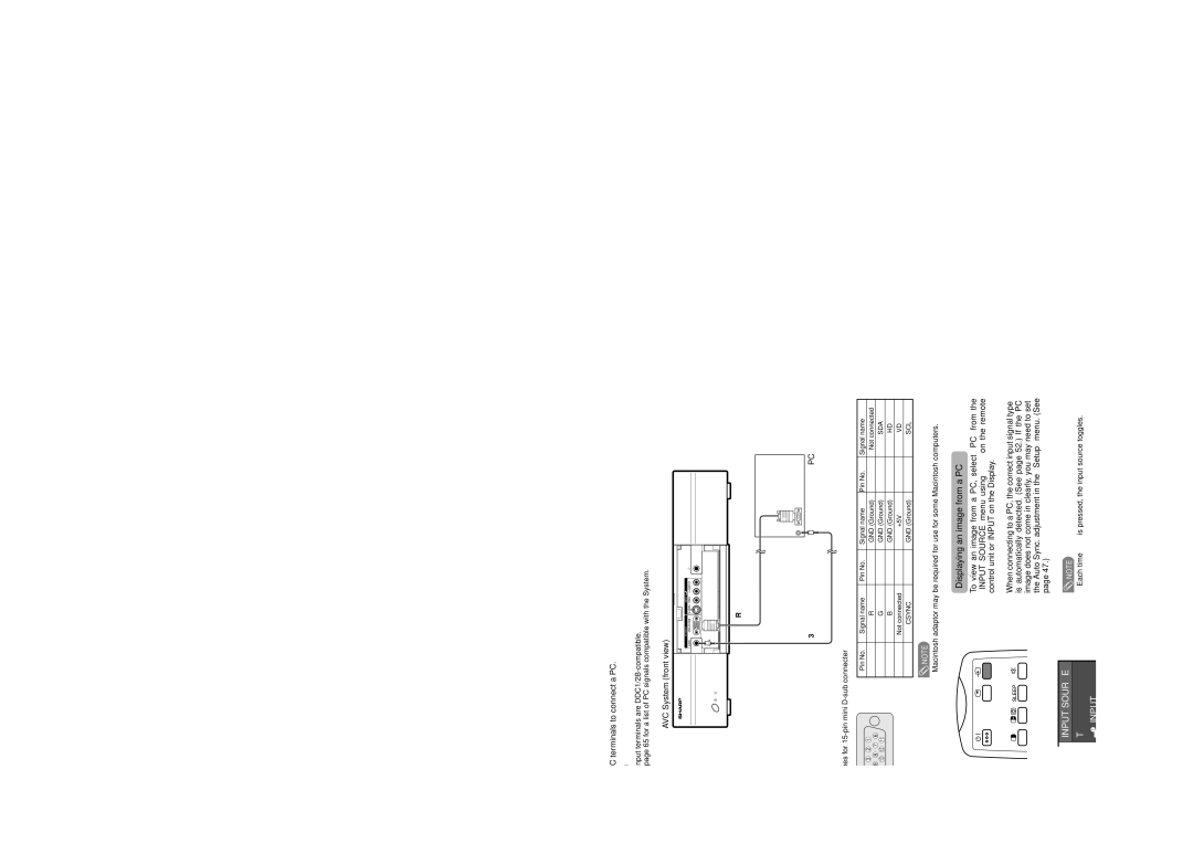 Sharp LC-30HV4M operation manual Viewing an image from a PC, Connecting a PC, Displaying an image from a PC 
