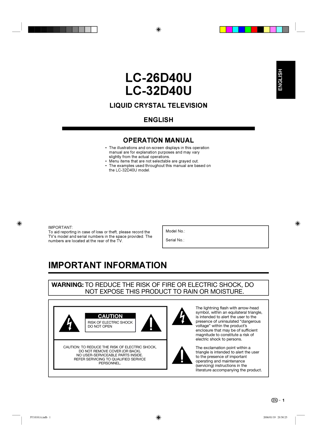 Sharp operation manual LC-26D40U LC-32D40U 